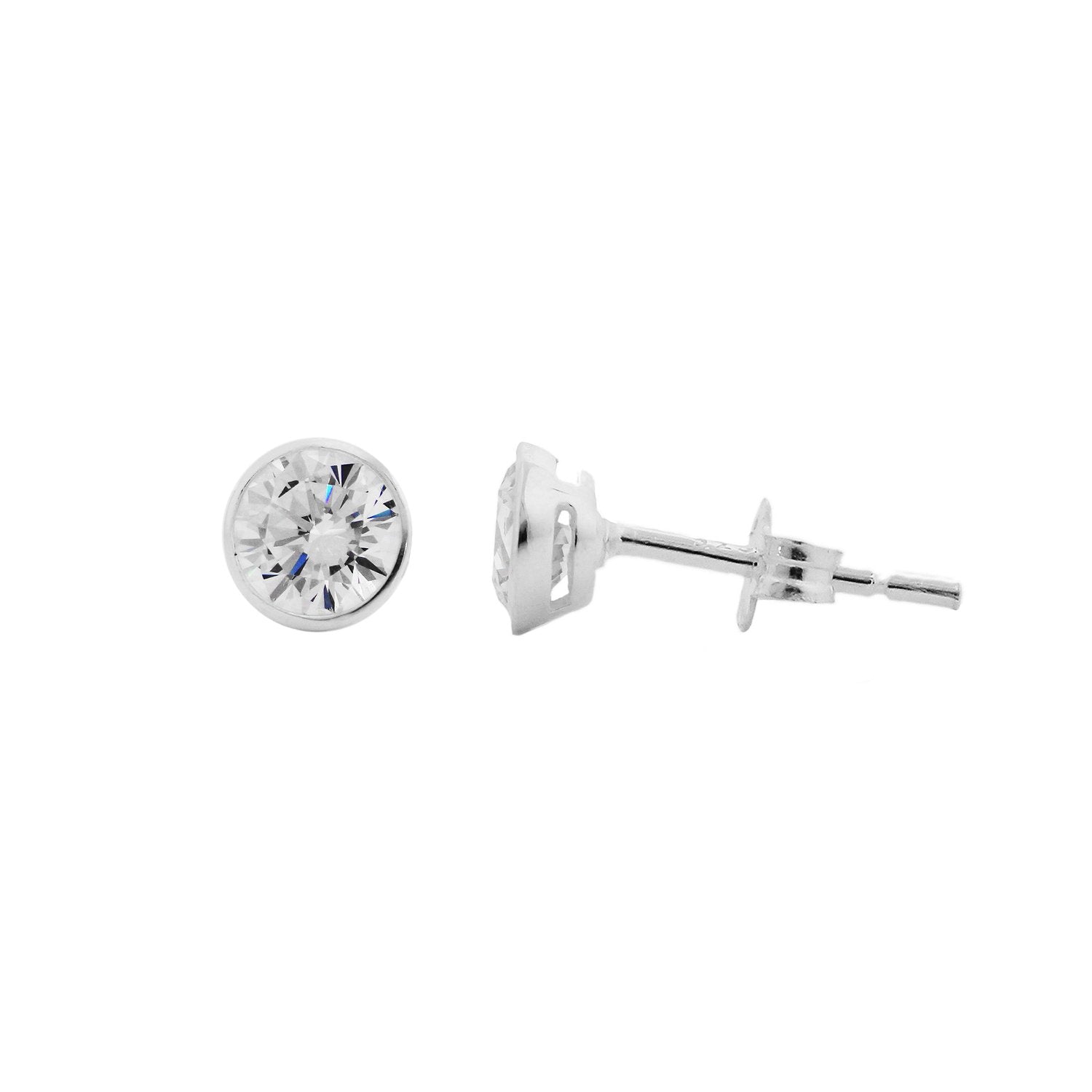 Emma Frances Sterling Silver Round CZ Stud Earrings 5mm