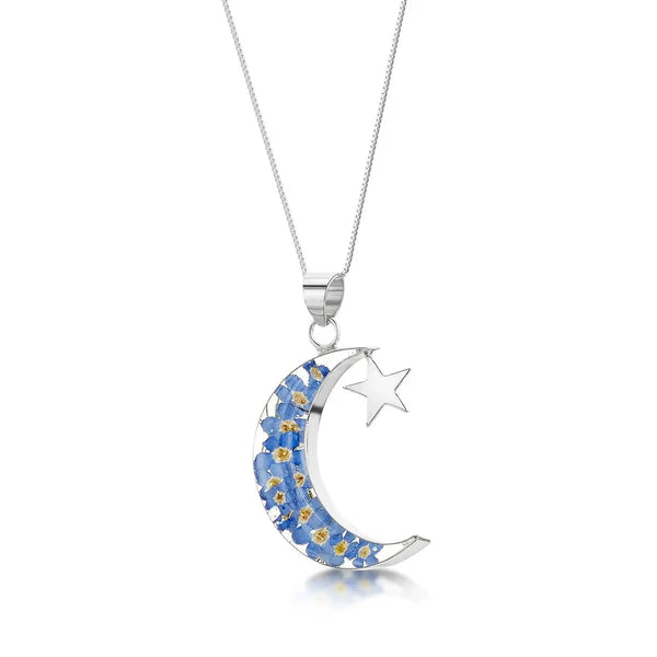Pendant Lleuad a Sêr Arian Sterling Sgrechian Fioled® Anghofiwch Fi Nad