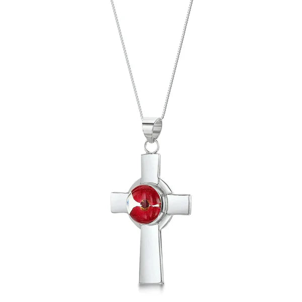 Pendant Croes Geltaidd Pabi Arian Sterling Fioled Sgrechian®