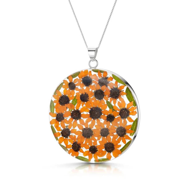 Pendant Blodyn yr Haul Go Iawn Arian Sterling Fioled Sgrechian®